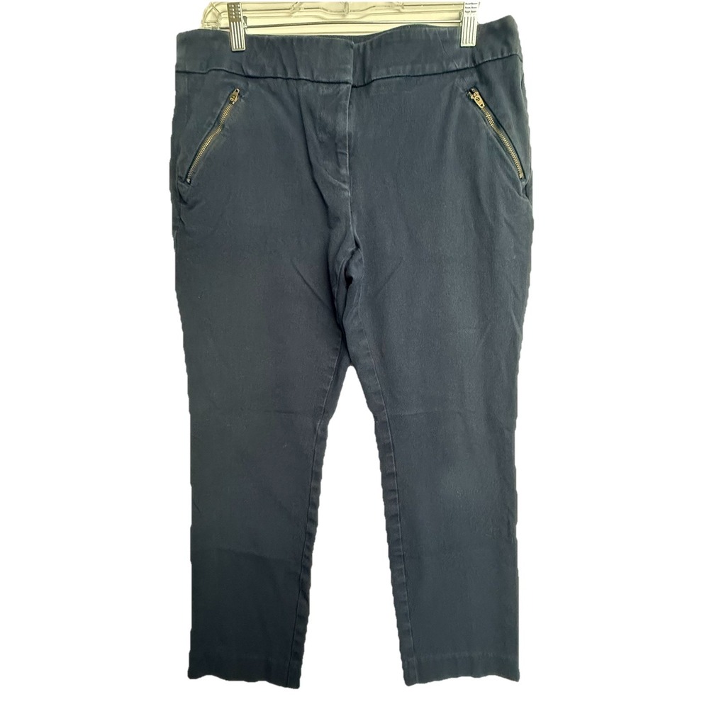 LOFT Outlet Pants 12P Blue Ankle Zip Pocket Career Stretch Womens
